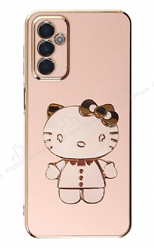 Eiroo Aynal Kitty Samsung Galaxy M23 Standl Pembe Silikon Klf