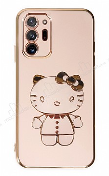 Eiroo Aynal Kitty Samsung Galaxy Note 20 Ultra Standl Pembe Silikon Klf