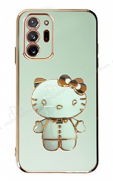 Eiroo Aynal Kitty Samsung Galaxy Note 20 Ultra Standl Yeil Silikon Klf