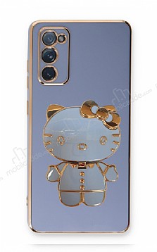 Eiroo Aynal Kitty Samsung Galaxy S20 FE Standl Mavi Silikon Klf
