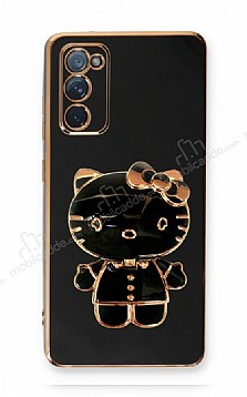 Eiroo Aynal Kitty Samsung Galaxy S20 FE Standl Siyah Silikon Klf