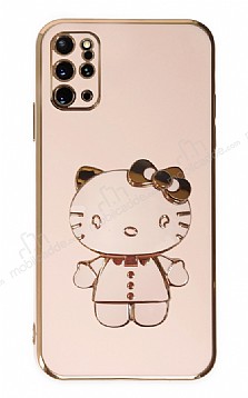Eiroo Aynal Kitty Samsung Galaxy S20 Plus Standl Pembe Silikon Klf