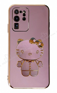 Eiroo Aynal Kitty Samsung Galaxy S20 Ultra Standl Mor Silikon Klf