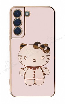 Eiroo Aynal Kitty Samsung Galaxy S21 Plus Standl Pembe Silikon Klf
