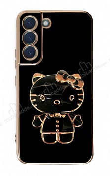 Eiroo Aynal Kitty Samsung Galaxy S21 Plus Standl Siyah Silikon Klf