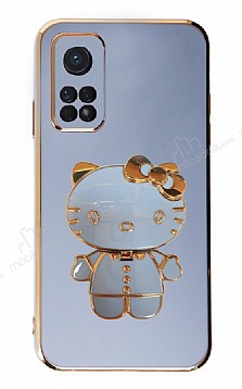 Eiroo Aynal Kitty Xiaomi Mi 10T 5G Standl Mavi Silikon Klf