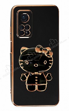 Eiroo Aynal Kitty Xiaomi Mi 10T 5G Standl Siyah Silikon Klf