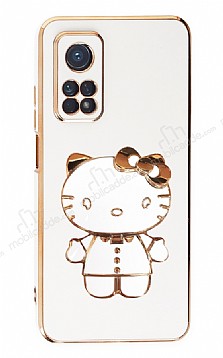 Eiroo Aynal Kitty Xiaomi Mi 10T Pro Standl Beyaz Silikon Klf