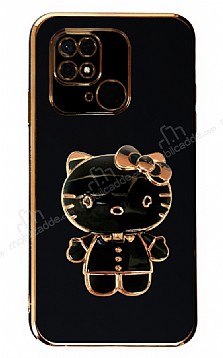 Eiroo Aynal Kitty Xiaomi Poco C40 Standl Siyah Silikon Klf