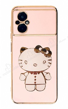 Eiroo Aynal Kitty Xiaomi Poco M5 Standl Pembe Silikon Klf