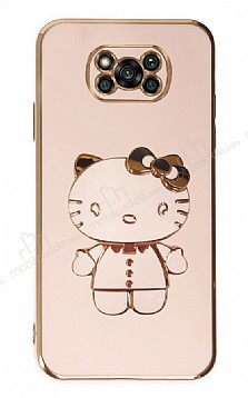 Eiroo Aynal Kitty Xiaomi Poco X3 Standl Pembe Silikon Klf