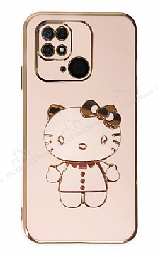 Eiroo Aynal Kitty Xiaomi Redmi 10C Standl Pembe Silikon Klf
