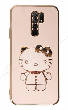 Eiroo Aynal Kitty Xiaomi Redmi 9 Standl Pembe Silikon Klf