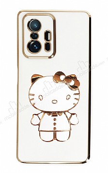 Eiroo Aynal Kitty Xiaomi 11T Pro Standl Beyaz Silikon Klf