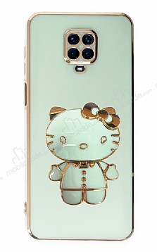 Eiroo Aynal Kitty Xiaomi Redmi Note 9 Pro Standl Yeil Silikon Klf