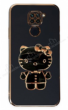 Eiroo Aynal Kitty Xiaomi Redmi Note 9 Standl Siyah Silikon Klf