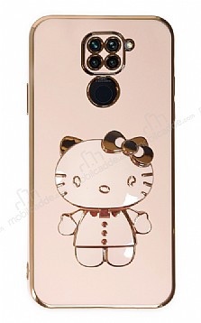 Eiroo Aynal Kitty Xiaomi Redmi Note 9 Standl Pembe Silikon Klf