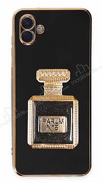 Eiroo Aynal Parfm Samsung Galaxy A04e Standl Siyah Silikon Klf