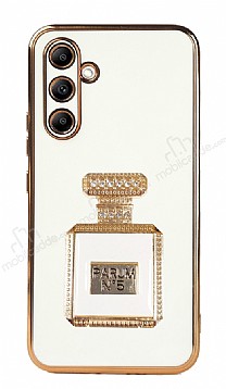 Eiroo Aynal Parfm Samsung Galaxy A14 4G Standl Beyaz Silikon Klf