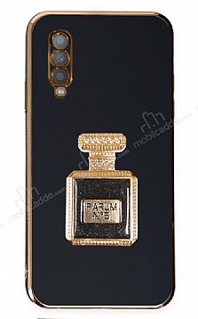 Eiroo Aynal Parfm Samsung Galaxy A70 Standl Siyah Silikon Klf