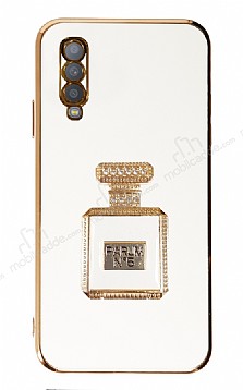 Eiroo Aynal Parfm Samsung Galaxy A70 Standl Beyaz Silikon Klf