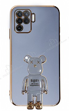 Eiroo Baby Bear Oppo A94 Standl Mavi Silikon Klf