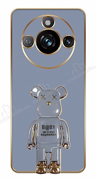 Eiroo Baby Bear Realme 11 Pro Standl Kamera Korumal Mavi Silikon Klf