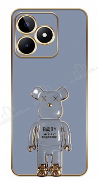 Eiroo Baby Bear Realme C53 Standl Kamera Korumal Mavi Silikon Klf
