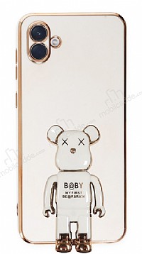 Eiroo Baby Bear Samsung Galaxy A04e Standl Beyaz Silikon Klf