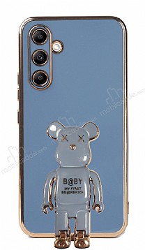 Eiroo Baby Bear Samsung Galaxy A34 Standl Mavi Silikon Klf