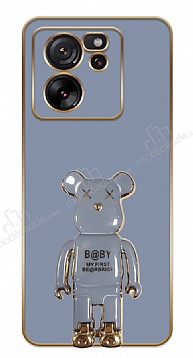Eiroo Baby Bear Xiaomi 13T Pro Standl Kamera Korumal Mavi Silikon Klf