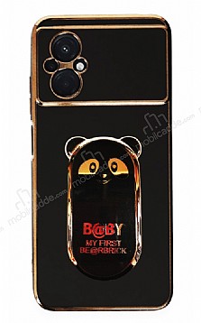 Eiroo Baby Panda Xiaomi Poco M5 Standl Siyah Silikon Klf