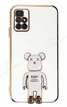 Eiroo Baby Bear Xiaomi Redmi 10 Prime 2022 Standl Beyaz Silikon Klf