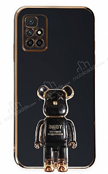 Eiroo Baby Bear Xiaomi Redmi 10 Prime 2022 Standl Siyah Silikon Klf