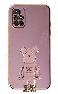 Eiroo Baby Bear Xiaomi Redmi 10 Prime 2022 Standl Mor Silikon Klf