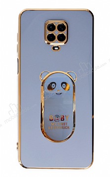 Eiroo Baby Panda Xiaomi Redmi Note 9 Pro Max Standl Mavi Silikon Klf