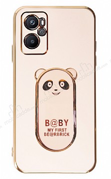 Eiroo Baby Panda Oppo A76 Standl Pembe Silikon Klf