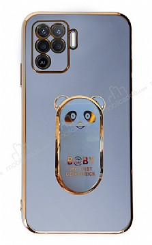 Eiroo Baby Panda Oppo A94 Standl Mavi Silikon Klf