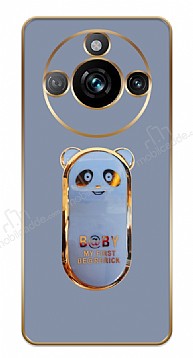 Eiroo Baby Panda Realme 11 Pro Standl Kamera Korumal Mavi Silikon Klf
