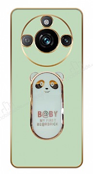 Eiroo Baby Panda Realme 11 Pro Standl Kamera Korumal Yeil Silikon Klf