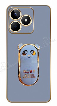 Eiroo Baby Panda Realme C53 Standl Kamera Korumal Mavi Silikon Klf