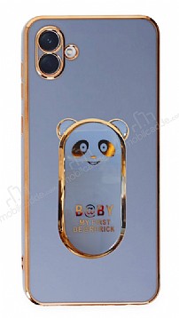 Eiroo Baby Panda Samsung Galaxy A04e Standl Mavi Silikon Klf