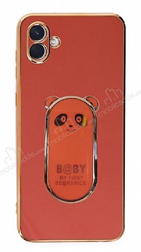 Eiroo Baby Panda Samsung Galaxy A04e Standl Krmz Silikon Klf