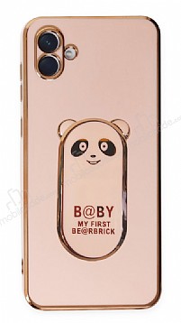 Eiroo Baby Panda Samsung Galaxy A04e Standl Pembe Silikon Klf