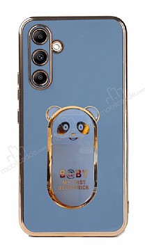Eiroo Baby Panda Samsung Galaxy A14 4G Standl Mavi Silikon Klf