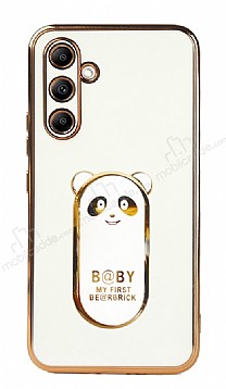 Eiroo Baby Panda Samsung Galaxy A14 4G Standl Beyaz Silikon Klf