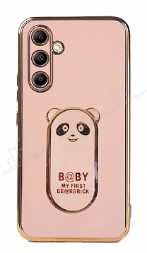 Eiroo Baby Panda Samsung Galaxy A14 4G Standl Pembe Silikon Klf