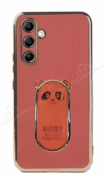 Eiroo Baby Panda Samsung Galaxy A54 Standl Krmz Silikon Klf