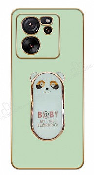 Eiroo Baby Panda Xiaomi 13T Pro Standl Kamera Korumal Yeil Silikon Klf