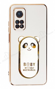 Eiroo Baby Panda Xiaomi Mi 10T 5G Standl Beyaz Silikon Klf
